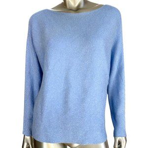 Chico’s Blue Batwing Sweater with Metallic Threading L